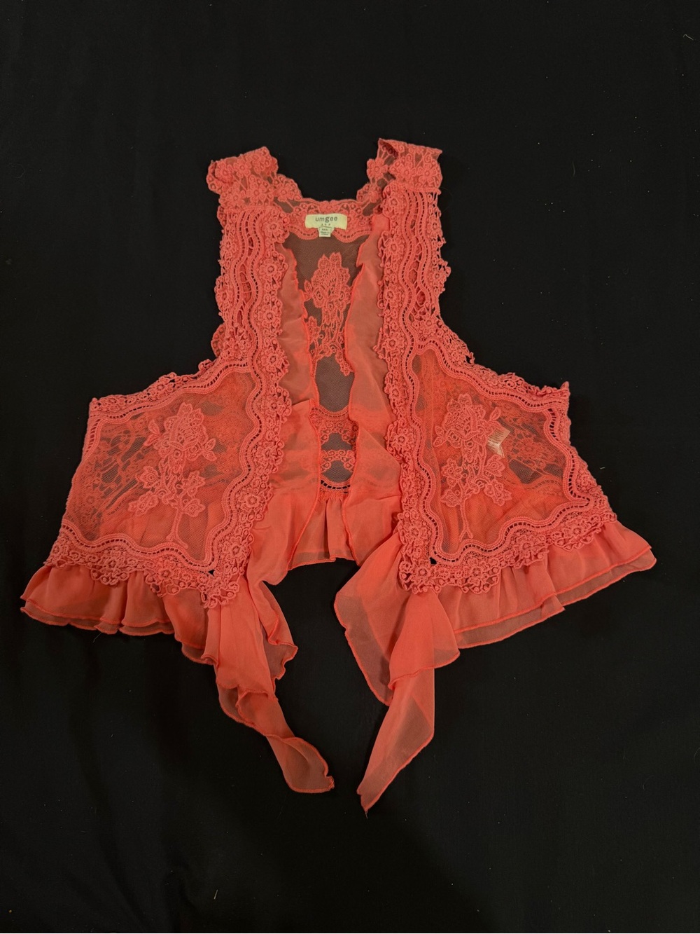 Umgee Coral Lace Ruffle Camisole Vest